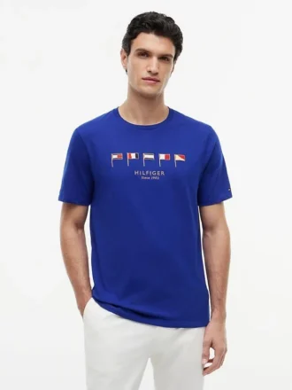 Broderad T-shirt med sjöfartsflagga