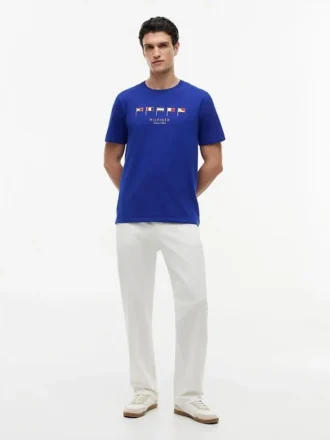 Broderad T-shirt med sjöfartsflagga
