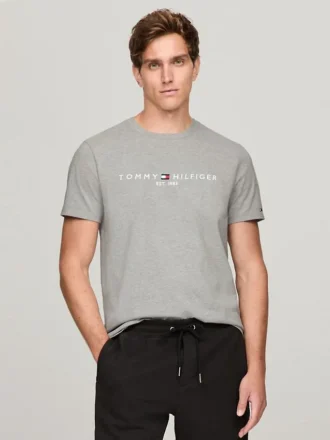 Broderad T-shirt med Tommy-logotyp i smal passform