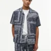 Camp-skjorta med bandana-patchwork i klassisk passform