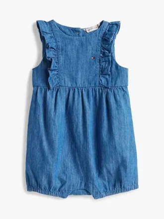 Chambray-overall med volanger för babyer