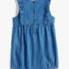 Chambray-overall med volanger för babyer
