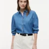 Chambray-skjorta med puffärmar Chambray-skjorta med puffärmar