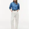 Chambray-skjorta med puffärmar Chambray-skjorta med puffärmar