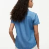 Chambray-skjorta med puffärmar Chambray-skjorta med puffärmar