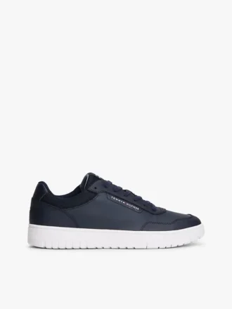 Court-sneakers i blandat läder