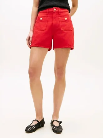 Denimshorts med guldknappar