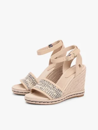 Espadriller med raffia-kilklack