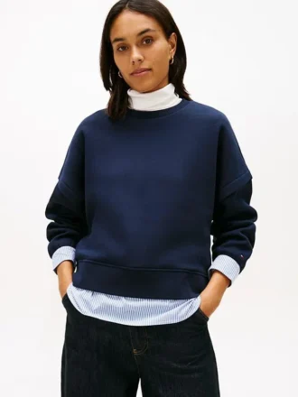 Fleece-tröja med lager-på-lager-look