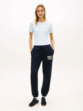 Flerfärgad joggingbyxa med Tommy-logotyp