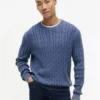 Garment-Dyed Cable Knit Sweater