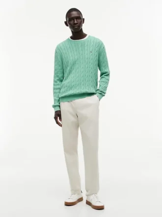 Garment-Dyed Cable Knit Sweater