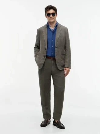 Garment-Dyed Linen Tapered Byxor