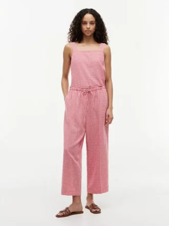 Gingham-byxor i linneblandning