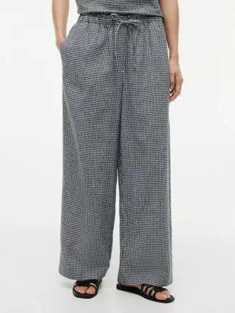 Gingham-byxor i linneblandning