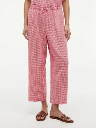 Gingham-byxor i linneblandning