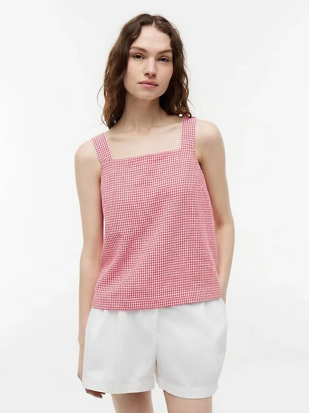 Gingham-linneblandad linne Gingham-linneblandad linne