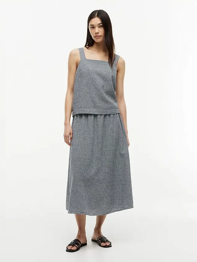Gingham-linneblandad linne Gingham-linneblandad linne