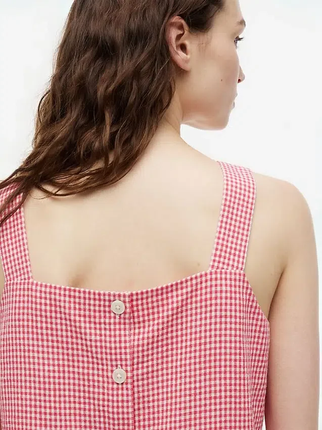 Gingham-linneblandad linne Gingham-linneblandad linne