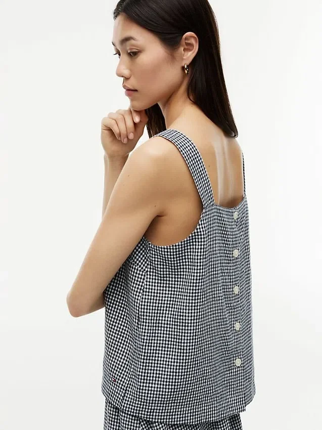 Gingham-linneblandad linne Gingham-linneblandad linne