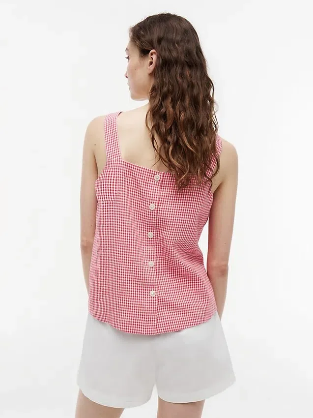 Gingham-linneblandad linne Gingham-linneblandad linne