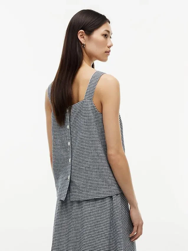 Gingham-linneblandad linne Gingham-linneblandad linne