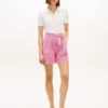 Gingham-seersuckershorts med bälte