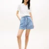 Gingham-seersuckershorts med bälte
