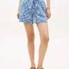 Gingham-seersuckershorts med bälte