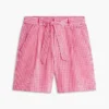 Gingham-seersuckershorts med bälte