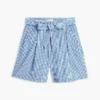 Gingham-seersuckershorts med bälte
