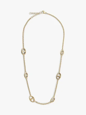 Guldpläterat smalt halsband med mariner-länkar