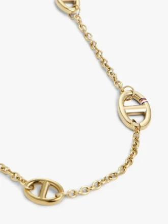 Guldpläterat smalt halsband med mariner-länkar