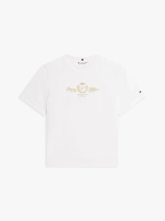 Guldtonad T-shirt med klubbens emblem Guldtonad T-shirt med klubbens emblem