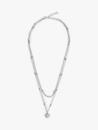 Halsband med hjärtberlock i två lager