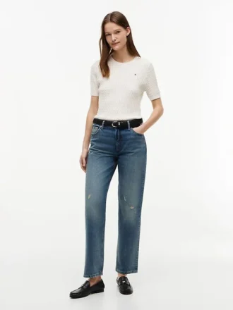 Högmidjade klassiska raka Jeans
