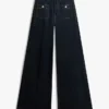 Högmidjade stretchjeans med vida ben