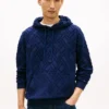 Hoodie i velourjacquard med flagglogo över hela plagget Hoodie i velourjacquard med flagglogo över hela plagget