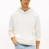 Hoodie i velourjacquard med flagglogo över hela plagget Hoodie i velourjacquard med flagglogo över hela plagget