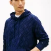 Hoodie i velourjacquard med flagglogo över hela plagget Hoodie i velourjacquard med flagglogo över hela plagget