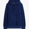 Hoodie i velourjacquard med flagglogo över hela plagget Hoodie i velourjacquard med flagglogo över hela plagget