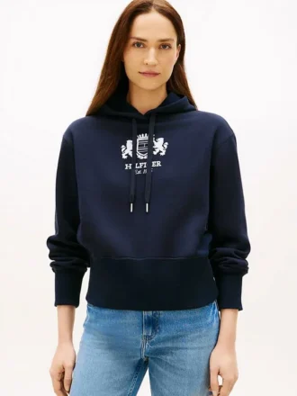 Hoodie med borstad insida och Crest-logotyp