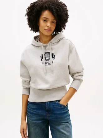 Hoodie med borstad insida och Crest-logotyp