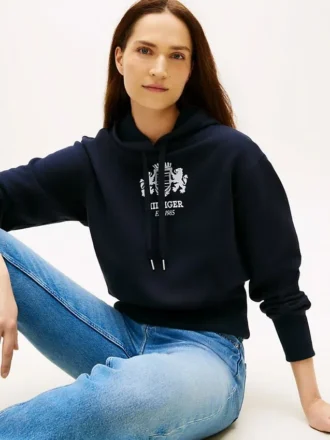 Hoodie med borstad insida och Crest-logotyp