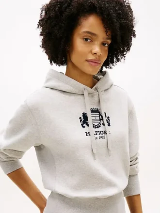 Hoodie med borstad insida och Crest-logotyp