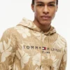 Hoodie med borstad insida och tropiskt tryck