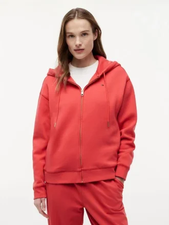 Hoodie med dragkedja i avslappnad passform