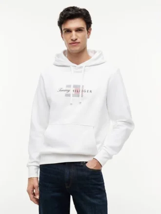 Hoodie med flagglogotyp