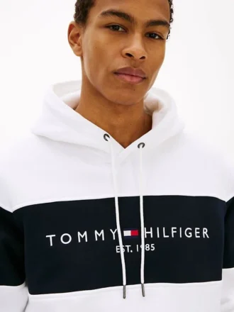 Hoodie med färgblock och logotyp