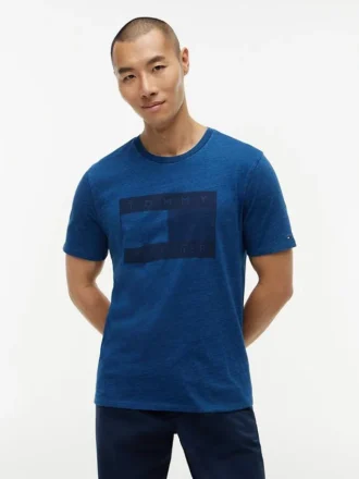 Indigofärgad T-shirt med flagglogo